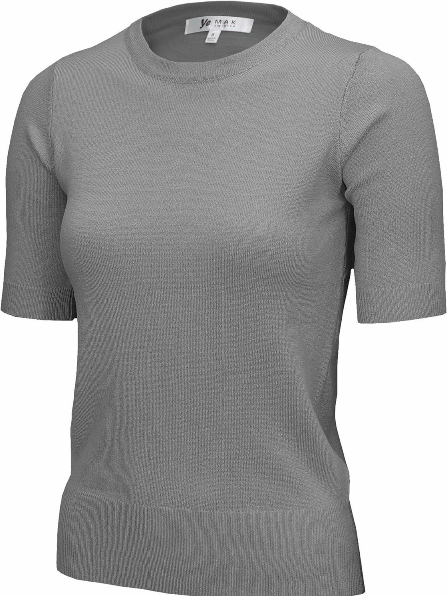 Sweaters | YEMAK Yemak Women'S Knit Sweater Top Half Sleeve Crewneck Basic Casual Classic Fit Lightweight Knitted Soft Pullover Tee