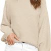 Sweaters | Coololi Coololi Women'S Puff Sleeve Knit Pullover Ribbed Sweaters Crewneck Oversized Loose Casual Cozy Soft Slouchy Sweater Tops