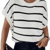 Sweaters | Milumia Milumia Women'S Stripe Sweater Cap Sleeve Bat Wing Sweater Vest Crewneck Knit Top Pullover 2023 Fall Outfit