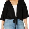 Sweaters | Star Vixen Star Vixen Women'S Plus Size 3/4 Sleeve Tiefront Shrug