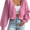 Sweaters | SHENHE Shenhe Women'S Pearl Beaded Open Front V Neck Drop Shoulder Cropped Cardigan Sweater