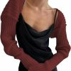 Sweaters | Mutumobo Women Long Sleeve Open Front Ribbed Knit Crop Cardigan Solid Loose Drop Shoulder Shrug Bolero Crop Sweater Top