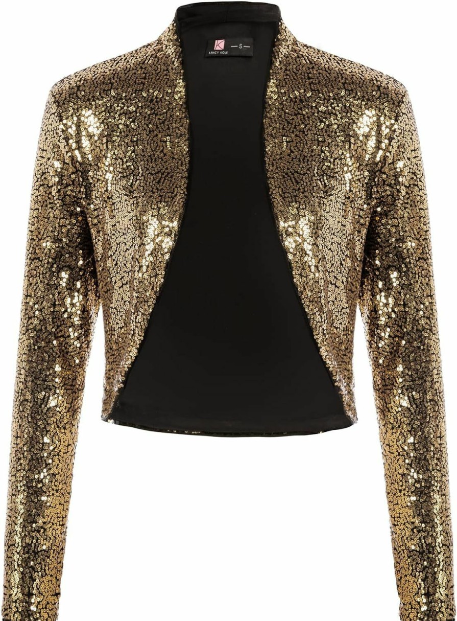 Sweaters | KANCY KOLE Kancy Kole Women'S Sequin Shrug Long Sleeve Open Front Cropped Bolero Jackets S-Xxl