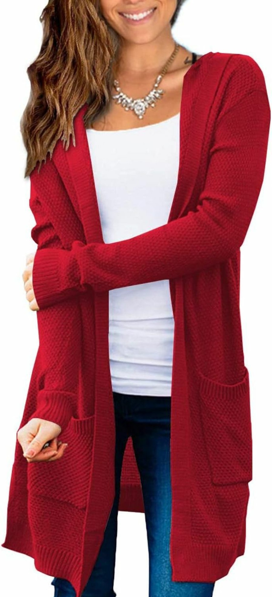 Sweaters | Beecarchil Beecarchil Women'S Long Sleeve Hoodie Sweaters Open Front Cardigan With Pockets