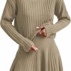 Sweaters | QWINEE Qwinee Women'S 2 Piece Long Sleeve Turtleneck Drop Shoulder Ribbed Knit Sweater And Skirt Sets