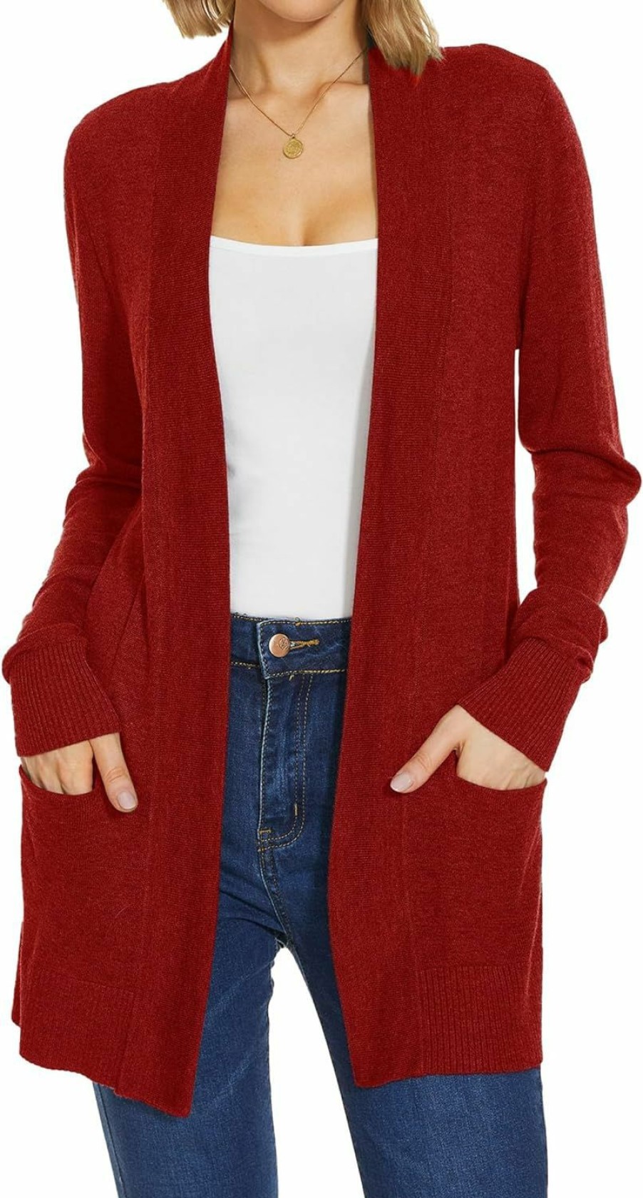 Sweaters | Spicy Sandia Spicy Sandia Women'S Knit Cardigan Open Front Long Sleeve Sweater With Pockets Lightweight Fall Trendy Dressy Casual