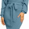 Sweaters | CHERFLY Cherfly Women'S V Neck Sweater Dresses Batwing Long Sleeve Backless Bodycon Dress With Belt