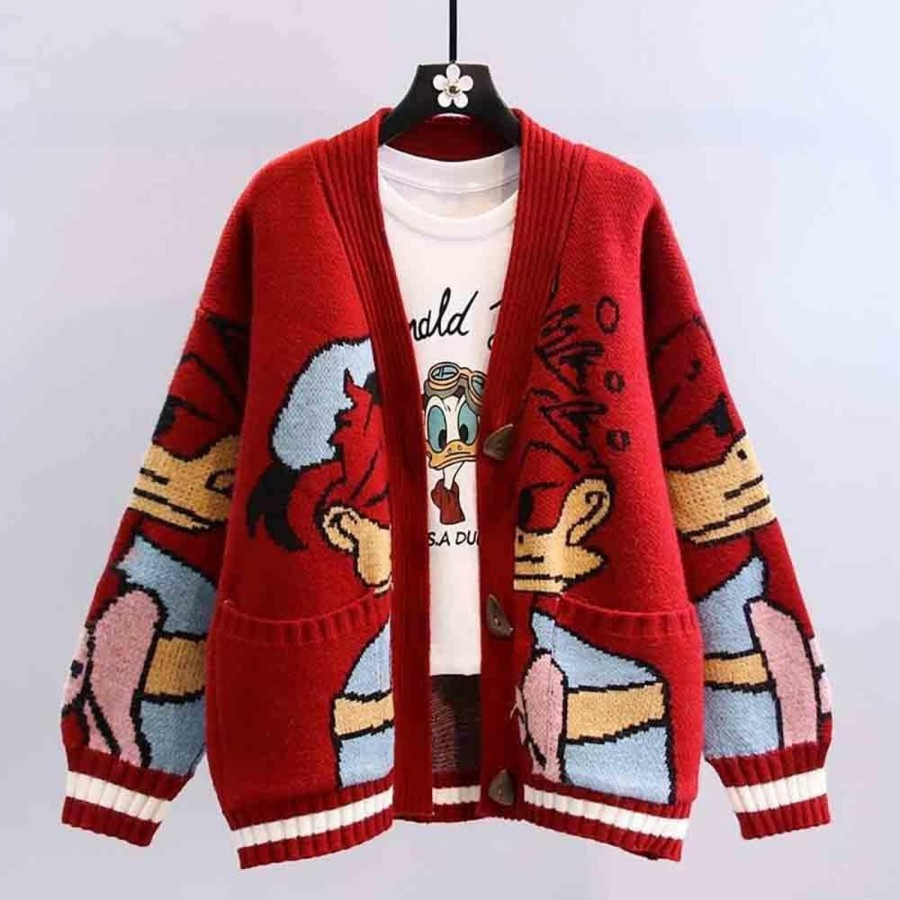 Sweaters | BXCNCKD Autumn And Winter Japanese Cartoon Sweater Coat Women'S Cute Anime Knitted Sweater Y2K Loose Knitted Cardigan