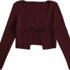 Sweaters | Floerns Floerns Women'S Tie Front Long Sleeve Rib Knit Shrug Sweaters Cardigan Crop Top