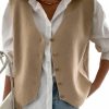 Sweaters | Verdusa Verdusa Women'S Sleeveless V Neck Button Up Knit Sweater Vest