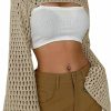 Sweaters | Verdusa Verdusa Women'S Crop Sweater Hollow Out Trumpet Flounce Sleeve Boat Neck Crochet See Through Knit Top