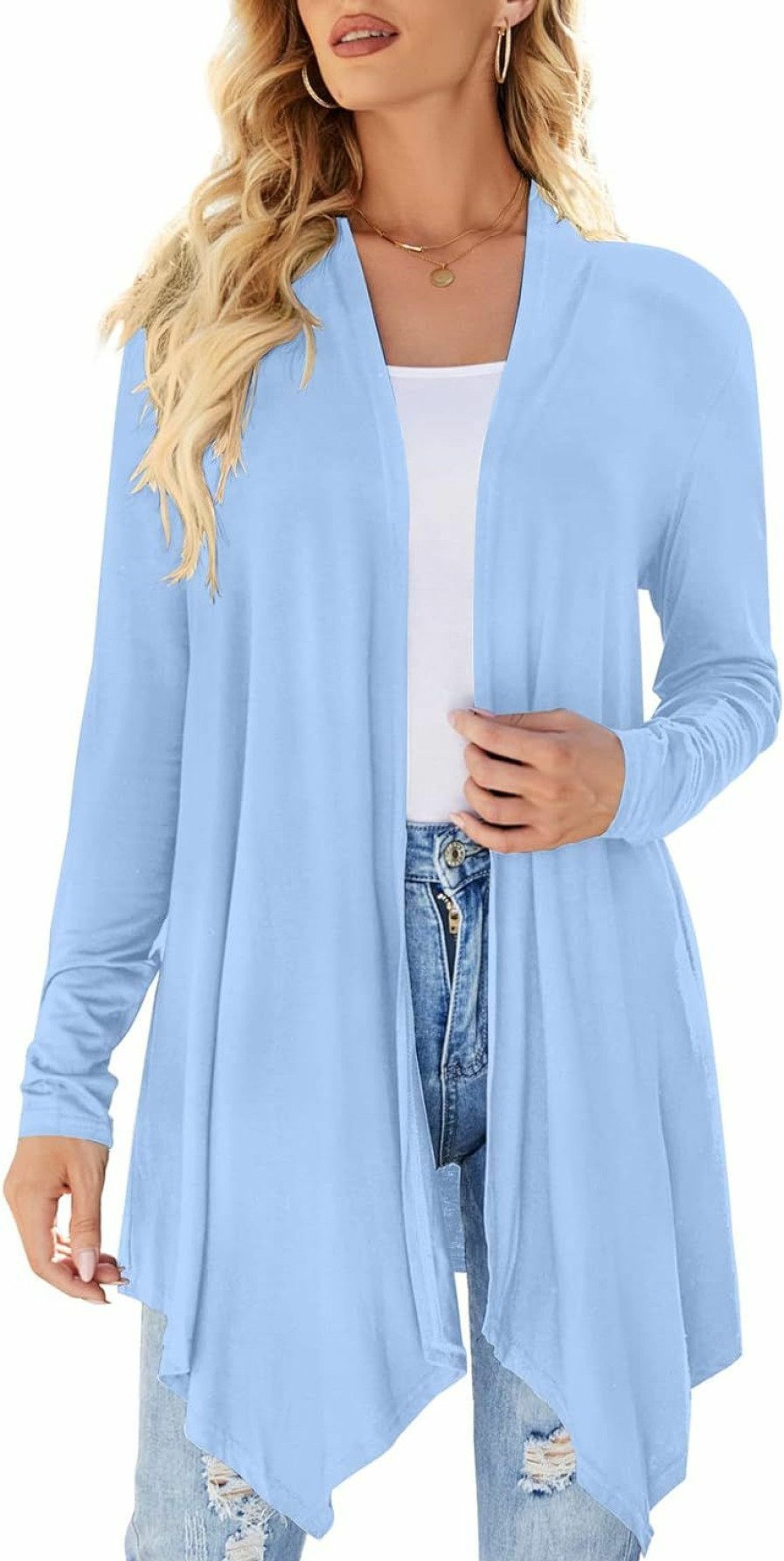 Sweaters | Uvog Women'S Draped Front Open Cardigan Casual Long Sleeve Lightweight Cardigan Sweaters Duster