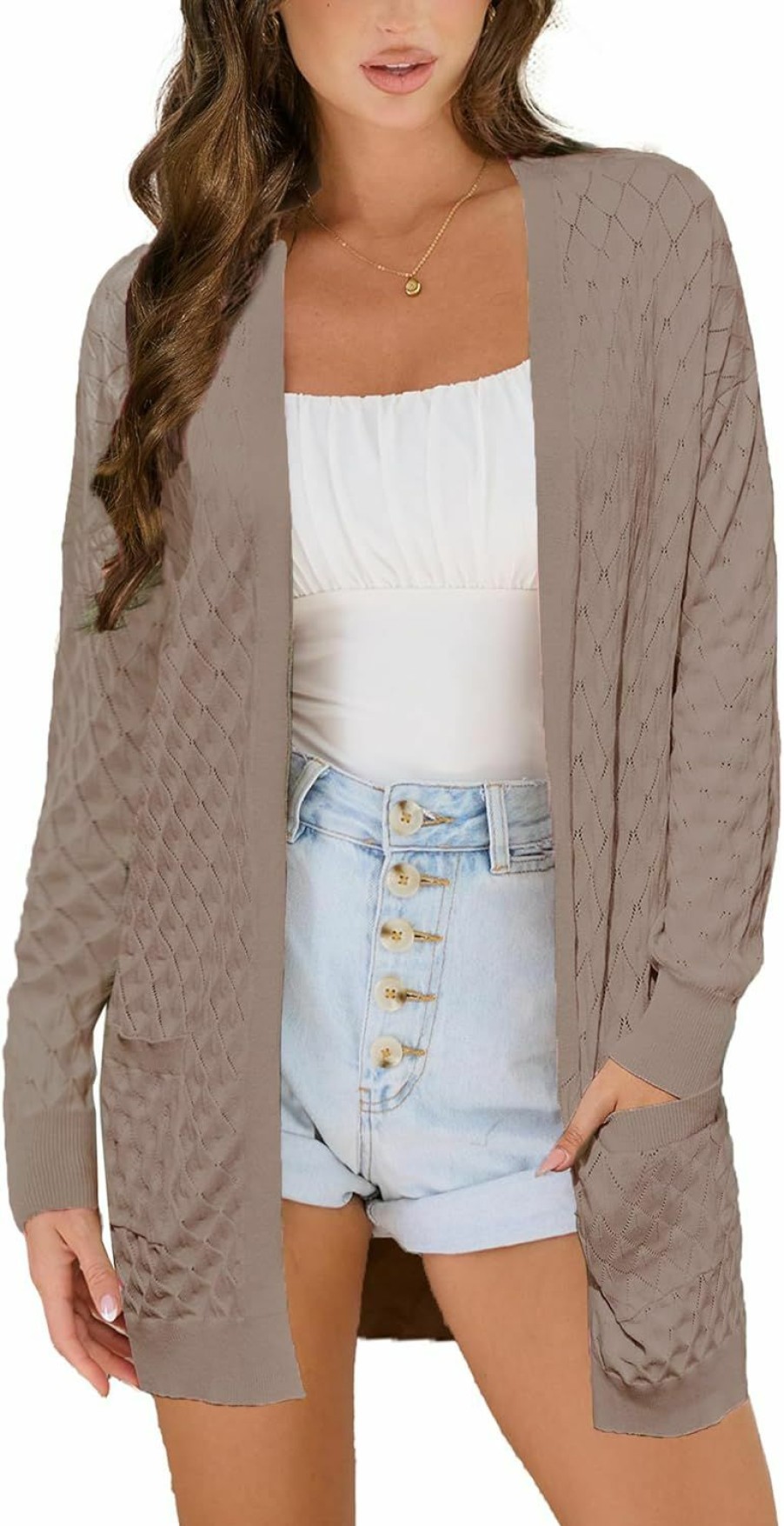 Sweaters | Yekaty Yekaty Crochet Lightweight Summer Cardigan 2024 Long Draped Open Front Sweaters For Women With Pocket