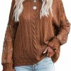 Sweaters | AlvaQ Alvaq Women'S 2023 Lace Crochet Sweater Summer Fall Lightweight Crewneck Knit Sweaters Pullover Jumper Tops