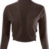 Sweaters | Allsense Allsense Women'S 3/4 Sleeve Cropped Open Front Bolero Shrug Cardigan Sweater Jacket