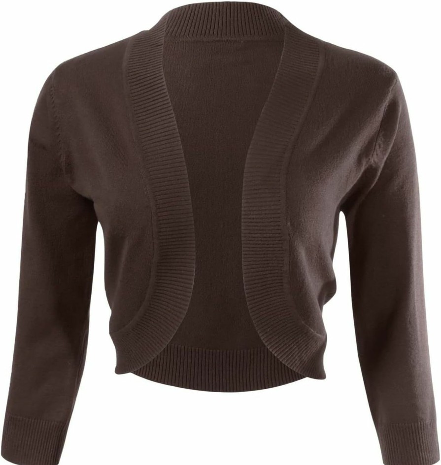 Sweaters | Allsense Allsense Women'S 3/4 Sleeve Cropped Open Front Bolero Shrug Cardigan Sweater Jacket