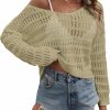 Sweaters | SHENHE Shenhe Women'S Crochet Hollow Out Drop Shoulder Scoop Neck Long Sleeve Sweater Top