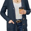 Sweaters | BuyiRen Womens Cardigan Sweaters Cable Knit Sweater 2024 Fall Winter Chunky Open Front Button Down Coats With Pockets