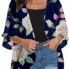 Sweaters | esoaripe Women'S Holiday Beach Floral Puff Sleeve Kimono Cardigan Lightweight Loose Cover Up Casual Blouse Tops