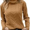 Sweaters | Langwyqu Langwyqu Womens' Turtleneck Long Sleeve Cable Knit Sweaters