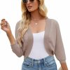 Sweaters | Shermia Women'S 3/4 Sleeve Cropped Cardigan Sweater Open Front Short Shrugs Cardigans Lightweight Sweaters