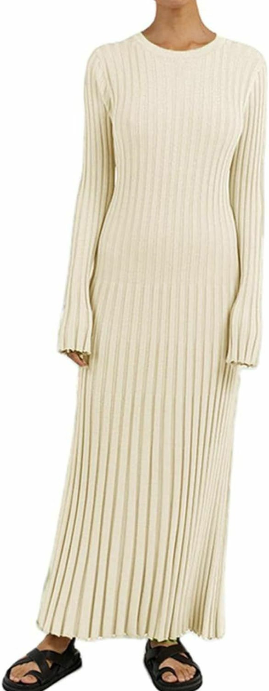 Sweaters | Argeousgor Argeousgor Casual Knit Long Sleeve Maxi Dress For Women Crew Neck Ribbed Bodycon Midi Dress Fall Winter Sweater Long Dress