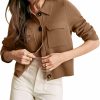 Sweaters | Shy Velvet Shy Velvet Women 2024 Shackets Jacket Patch-Pocket Sweaters Merino Cardigan Open Front Button Down Cropped Jackets