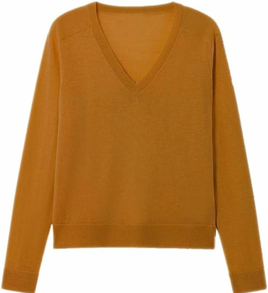 Sweaters | ZHILI Women'S Merino Wool Sweater Casual Lightweight V Neck Raglan Sleeve Knit Top Loose Pullover