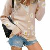 Sweaters | chouyatou Chouyatou Women'S Cute Daisy Printed Cardigan Button Down Jacquard Knit Sweater Tops