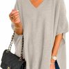 Sweaters | Melliflo Women V-Neck Poncho Sweater Solid Lightweight Cashmere Shawl Wrap Cape Pullover Sweaters Baggy Tops