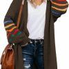 Sweaters | Dokotoo Dokotoo Women'S Long Open Front Cardigans Striped Color Block Loose Knit Sweaters Outwear Coat