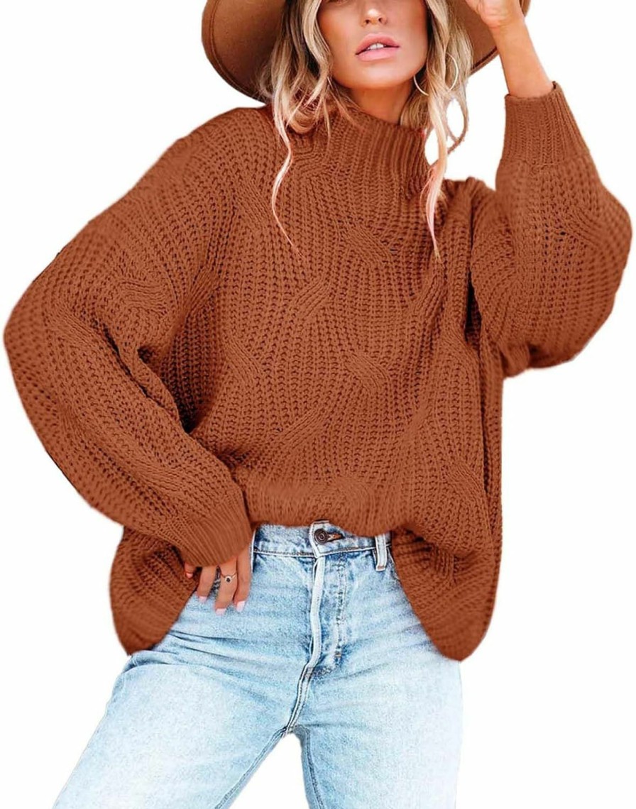 Sweaters | BWQ Women'S Oversized Crewneck Sweater Drop Shoulder Loose Long Sleeve Knit Pullover Sweater