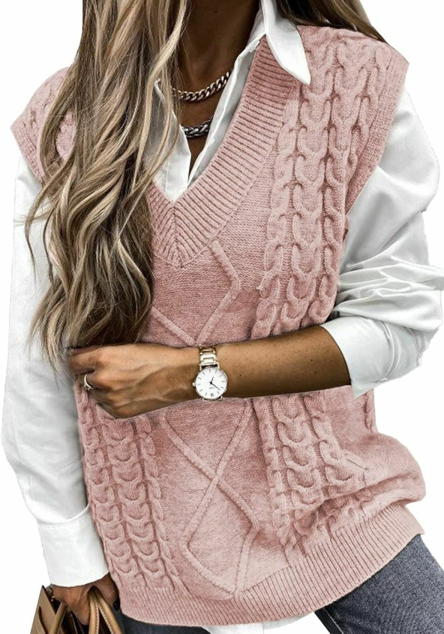 Sweaters | EVALESS Evaless Oversized Sweater Vest For Women V Neck Sleeveless Solid Color Loose Pullover Sweater