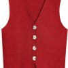 Sweaters | LILLUSORY Lillusory Business Casual Tops For Women 2024 Dressy Sleeveless Sweater Vests V Neck Button Down Cropped Tank Top