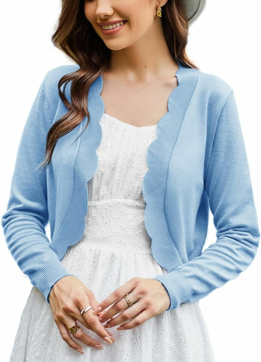 Sweaters | KANCY KOLE Kancy Kole Women'S Cropped Cardigan Scalloped Bolero Sweater Lightweight Knit Shrugs For Dresses S-Xxl