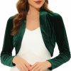 Sweaters | Allegra K Allegra K Women'S Long Sleeve Velvet Shrug Cocktail Party Open Front Cropped Bolero Cardigan Top