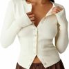 Sweaters | KIGRAD Women Open Front Button Up Cropped Cardigan Ribbed Knit Long Sleeve Shirt Casual Solid Crop Top Cardigan Sweater