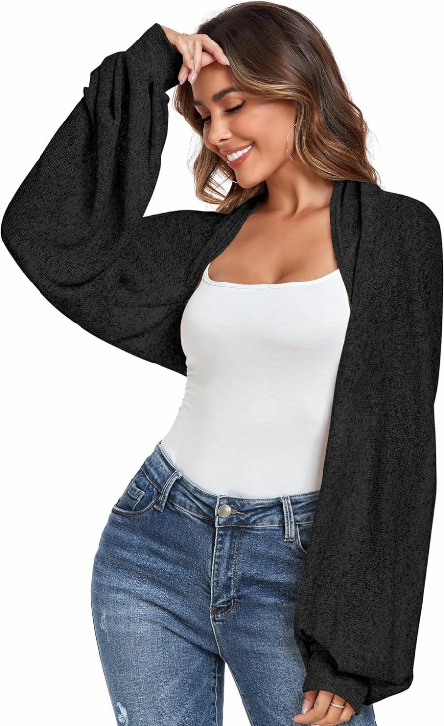 Sweaters | ZAFUL Zaful Open Front Cardigan Cropped Bolero For Women Bolero Shrugs For Evening Dress Strechy Crochet Knit Top