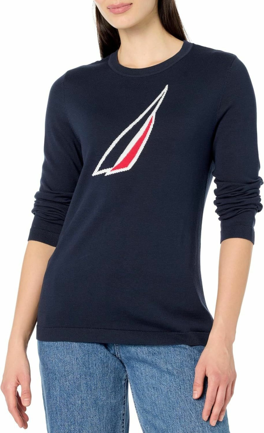 Sweaters | Nautica Nautica Women'S Pullover Long Sleeve Crewneck Sweater