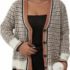 Sweaters | SHENHE Shenhe Women'S Plaid V Neck Button Down Color Block Casual Loose Cardigan Sweater