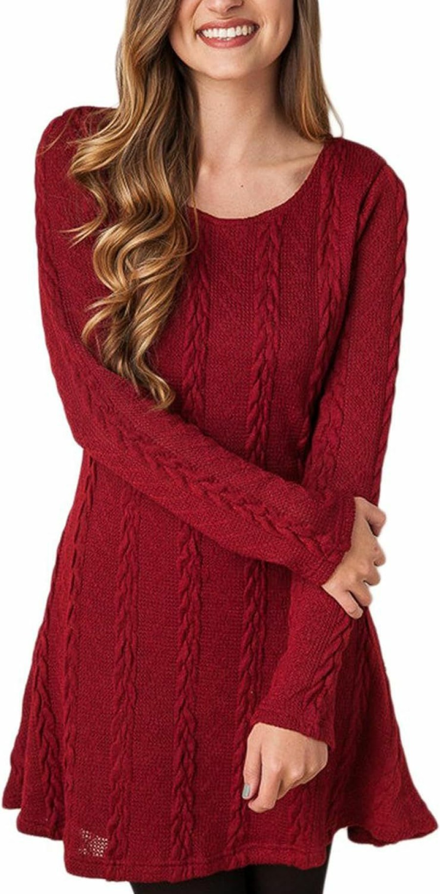 Sweaters | Mansy Mansy Sweater Dress For Women Cable Knit Ribbed A-Line Short Fitted Pullover Sweaters Dresses Fall Winter