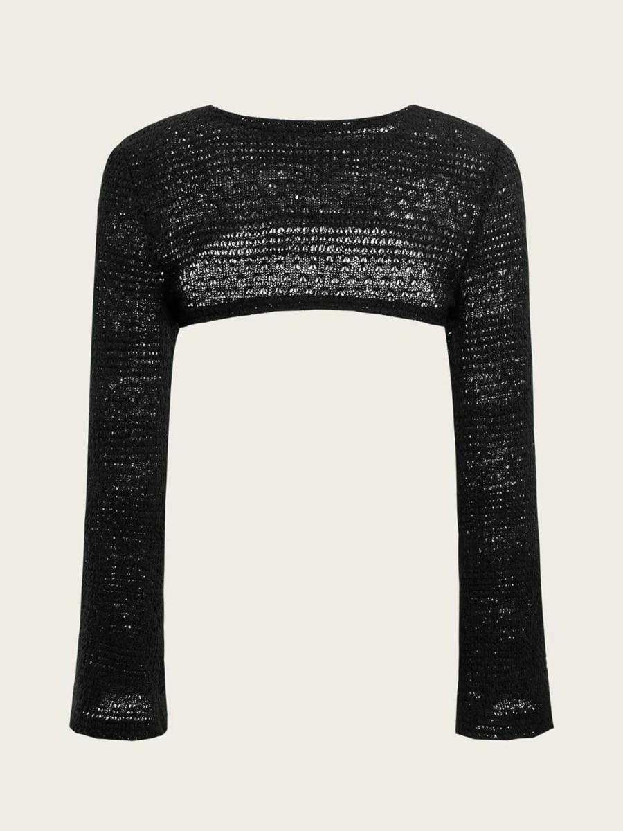 Sweaters | COZYEASE Cozyease Women'S Long Sleeve Bolero Shrug Tops Y2K Knit Crop Top Crochet Cover Up Tops Streewear Trendy