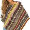 Sweaters | Back From Bali Back From Bali Womens Colorful Knit Poncho Sweater Cape Soft Striped Boho Tunic Shawl