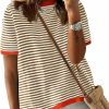 Sweaters | Dokotoo Dokotoo Womens Summer Tops Casual Crewneck Short Sleeve Striped Color Block Knitted High Low Trendy Pullover T Shirts Blouse