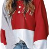 Sweaters | ECOWISH Ecowish Women Sweater Long Sleeve Color Block Knit Pullover Sweaters Crew Neck Patchwork Casual Loose Jumper Tops