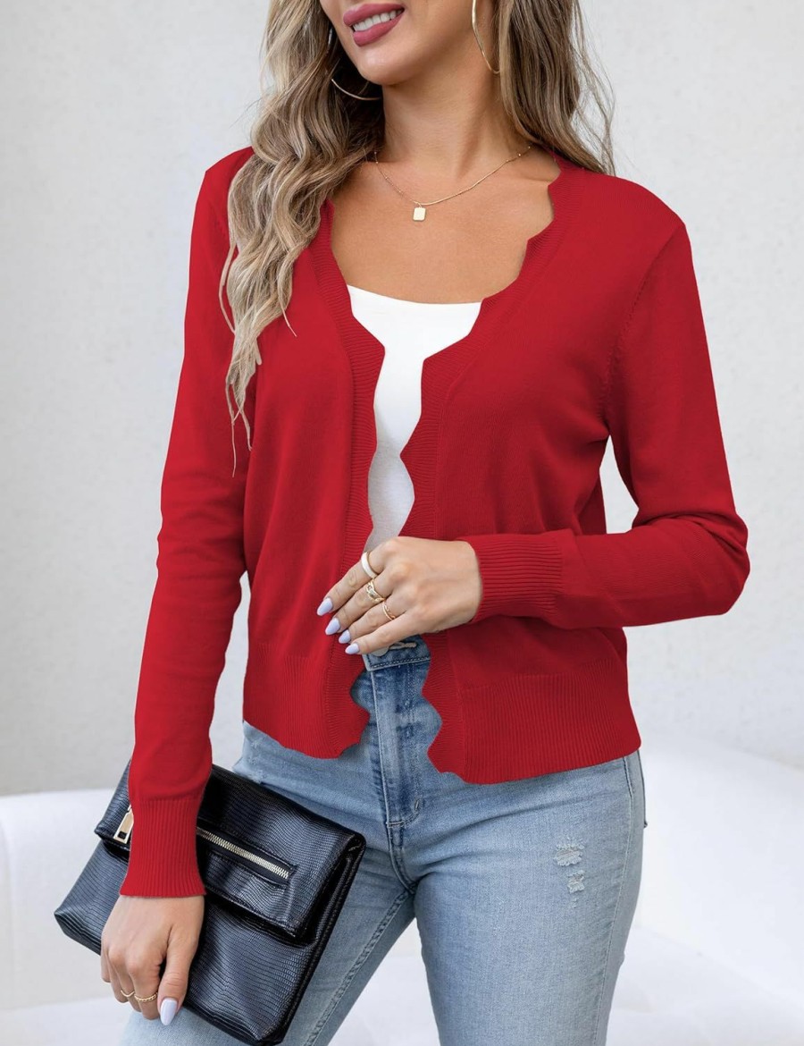 Sweaters | VOIANLIMO Voianlimo Womens Casual Long Sleeve Sweaters Knit Open Front Cropped Bolero Short Cardigan