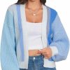 Sweaters | SHENHE Shenhe Women'S Color Block Open Front Long Sleeve Ribbed Knit Cropped Cardigan Sweaters