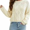 Sweaters | QIANSIQIANBO Women'S Cable Knit Sweater Oversized Casual Sweaters Crewneck Long Sleeve Fall Chunky Pullover Sweater