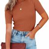 Sweaters | Runcati Womens Short Sleeve Shirt Turtleneck T Shirts Slim Fit Basic Tops Rib Knitted Stretch Pullover Sweater