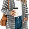 Sweaters | TASAMO Tasamo Womens Color Block Striped Draped Kimono Cardigan Long Sleeve Open Front Casual Knit Sweaters Coat Soft Outwear